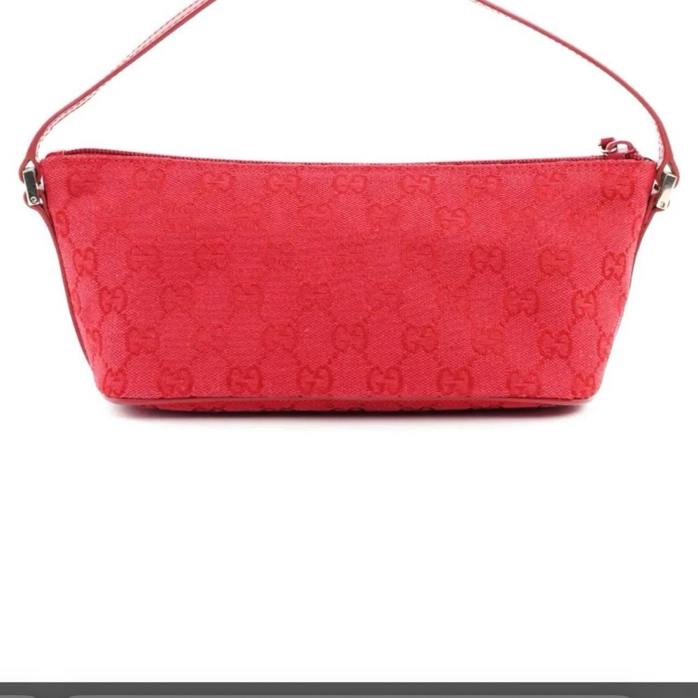 Gucci Red Monogram GG Canvas Pochette Boat Bag